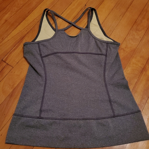 Arc'teryx tank top. Heathered grey (inside yellow. Crossed in back. Women S. - Picture 6 of 10